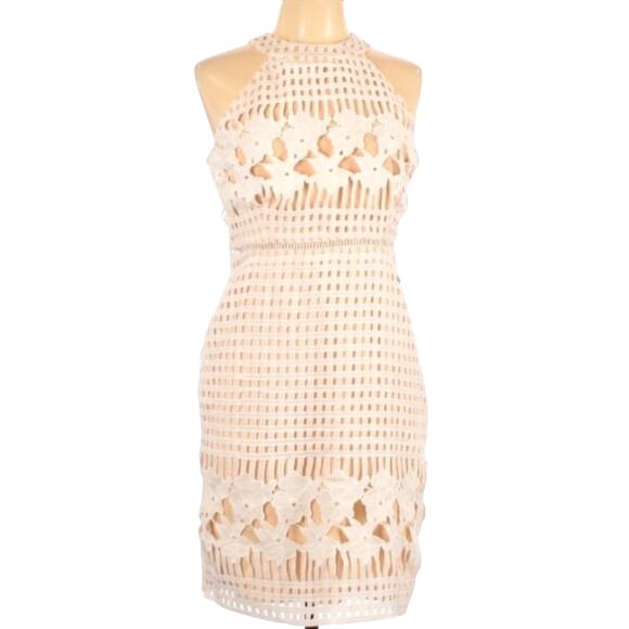 Lulu’s Ivory Lace Mini Dress L NWTEmbroidered Halter Boho Sleeveless Cocktail
